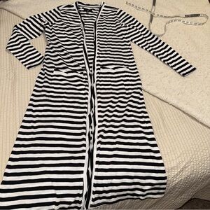 Jason Wu Black White Striped Cotton Duster xs